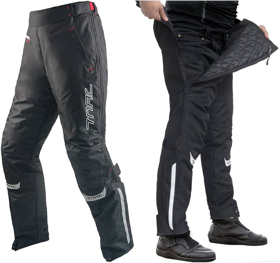 ILM Detachable Winter Motorcycle Riding Pants Men CE 2 Armored with Full Leg Zipper Cold Weather Warm Dirt Bike Overpants P02 Black 3XL